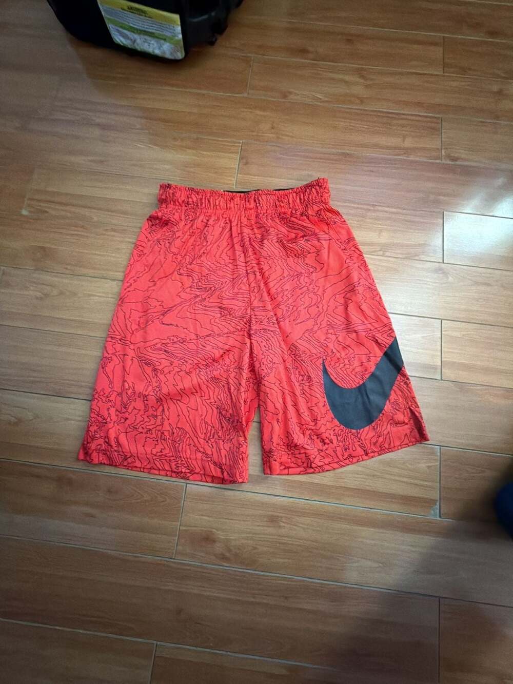 Nike Dri-Fit Graphic Print Basketball Training Shorts Red Topo Pattern